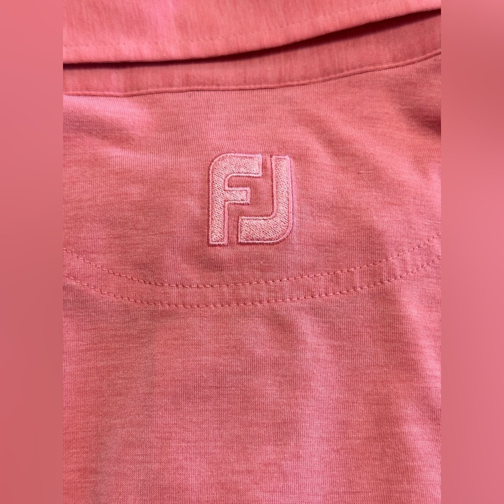 FootJoy Mens Pink Polo Golf Shirt Pocket Front FJ Collar - Size LG Athletic Fit - Picture 7 of 9